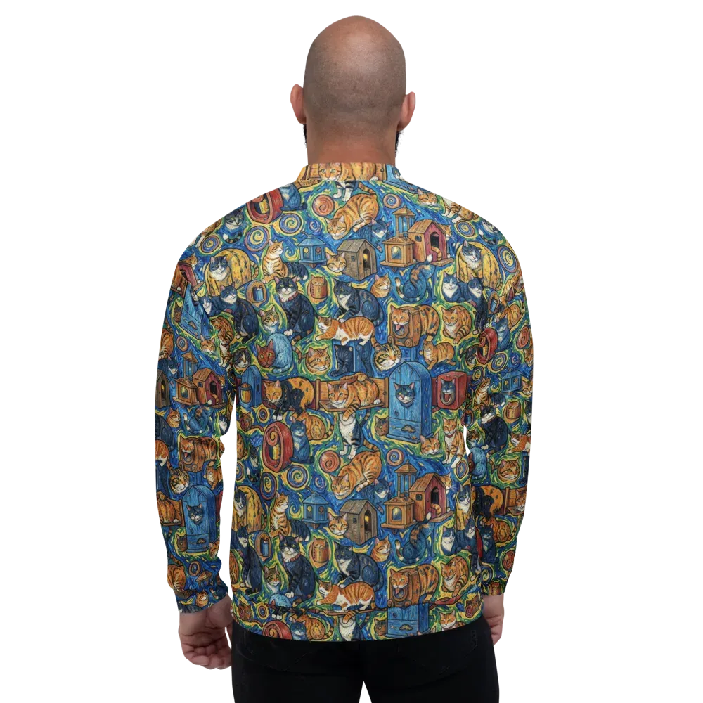 Midnight Meow on Bomber Jacket — Back