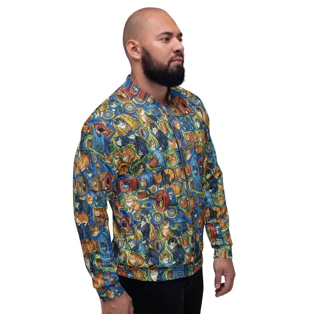 Midnight Meow on Bomber Jacket — Right