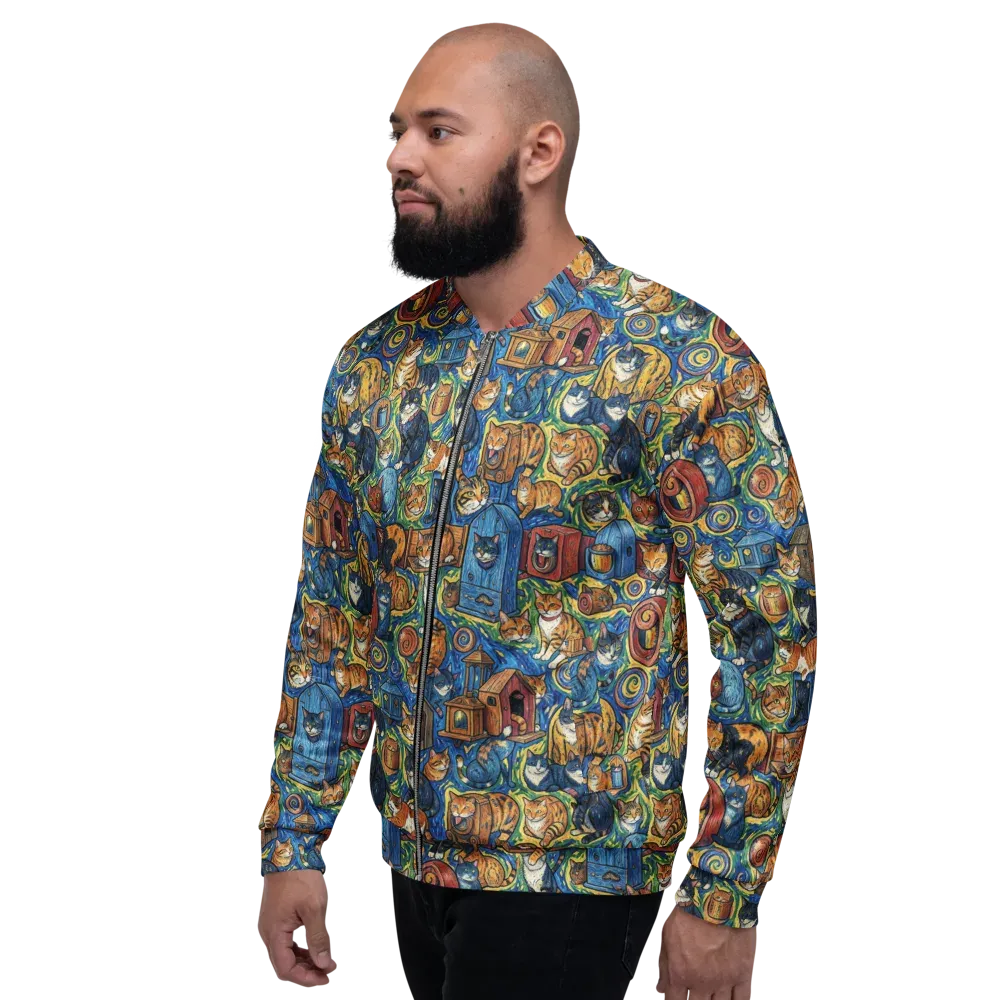 Midnight Meow on Bomber Jacket — Left