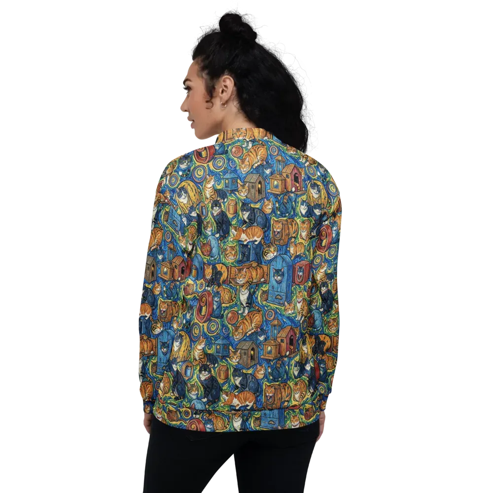 Midnight Meow on Bomber Jacket — Back