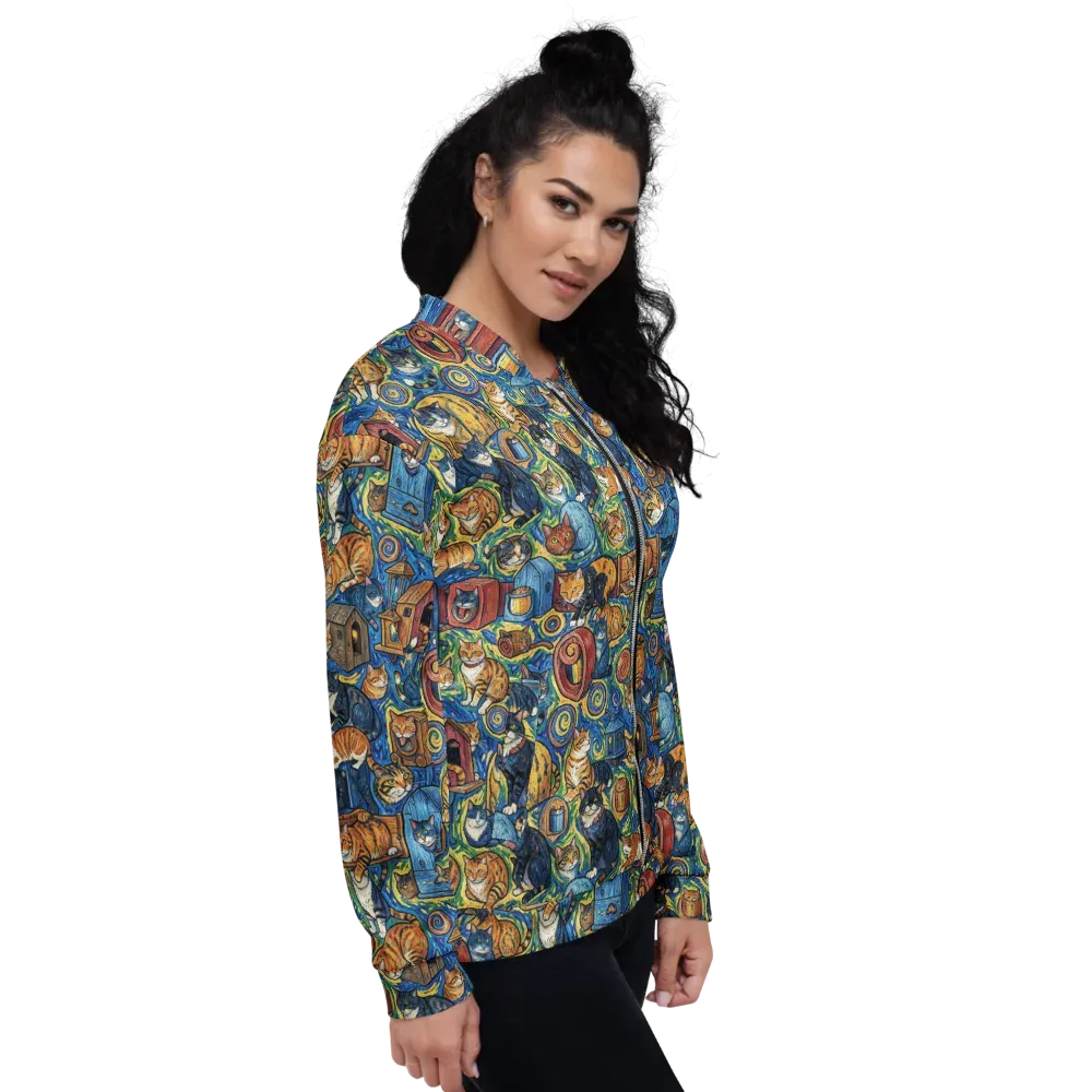 Midnight Meow on Bomber Jacket — Right