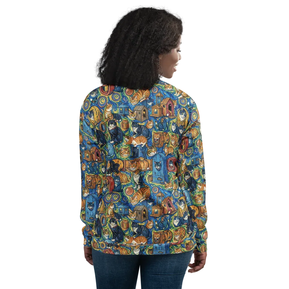 Midnight Meow on Bomber Jacket — Back