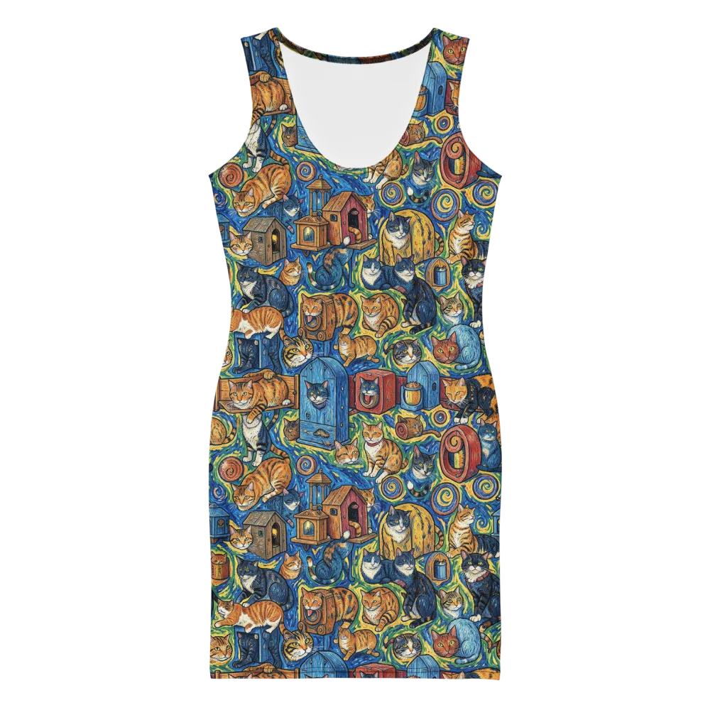 Midnight Meow on Bodycon Dress — Front