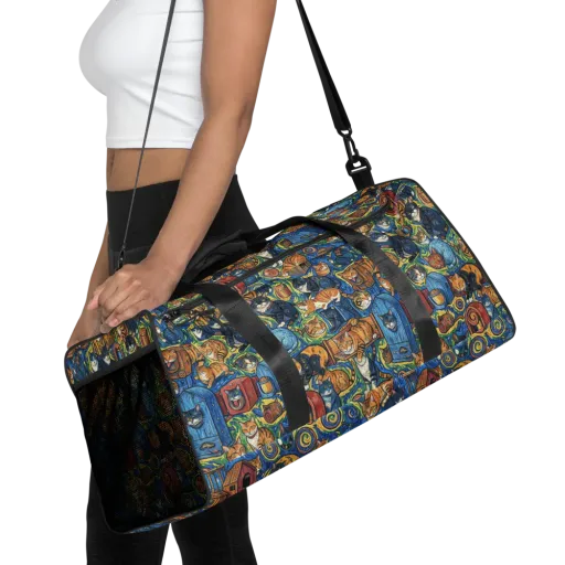 Midnight Meow on a Duffle Bag