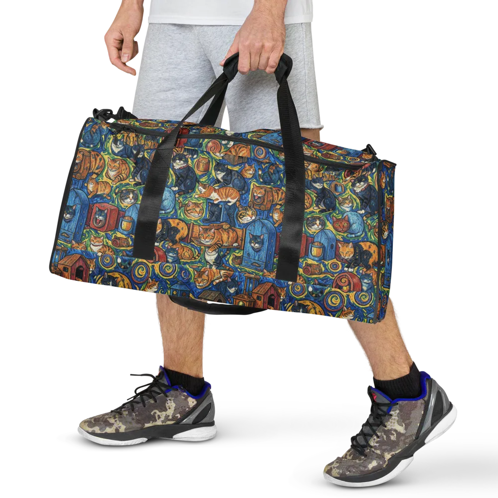 Midnight Meow on Duffle Bag — Front