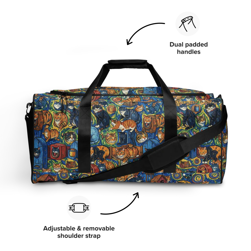 Midnight Meow on Duffle Bag — Front
