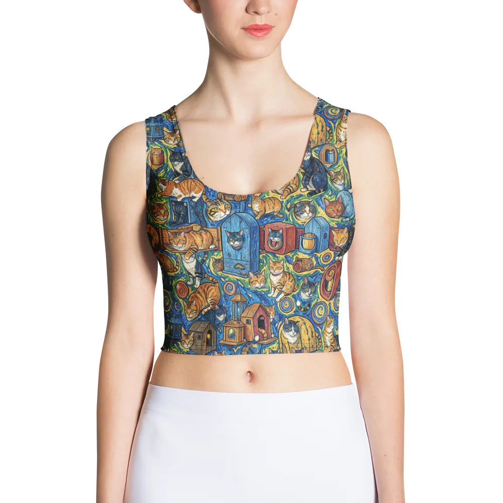 Midnight Meow on Crop Top — Front