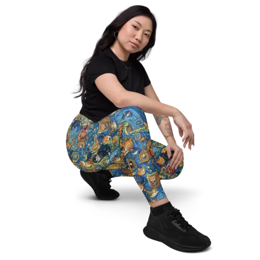 Midnight Meow on a Leggings with Pockets