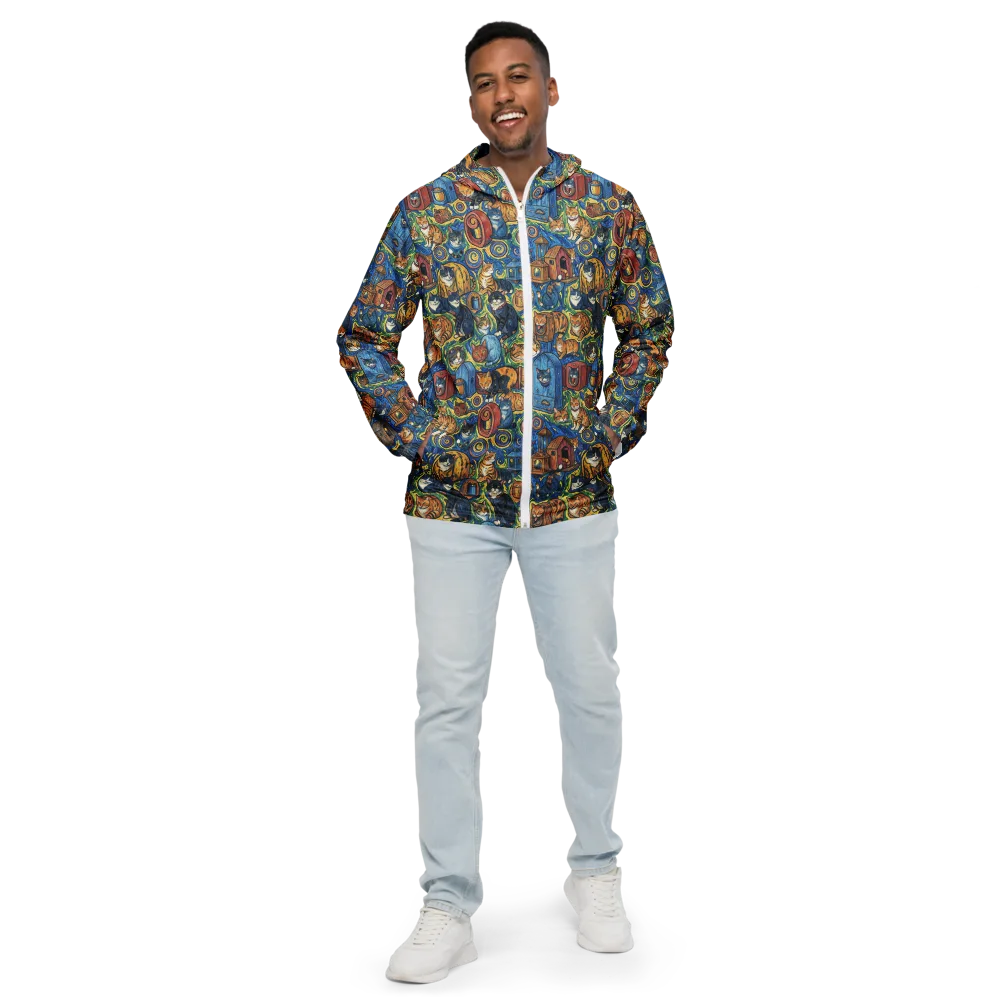 Midnight Meow on Men's Windbreaker — Front