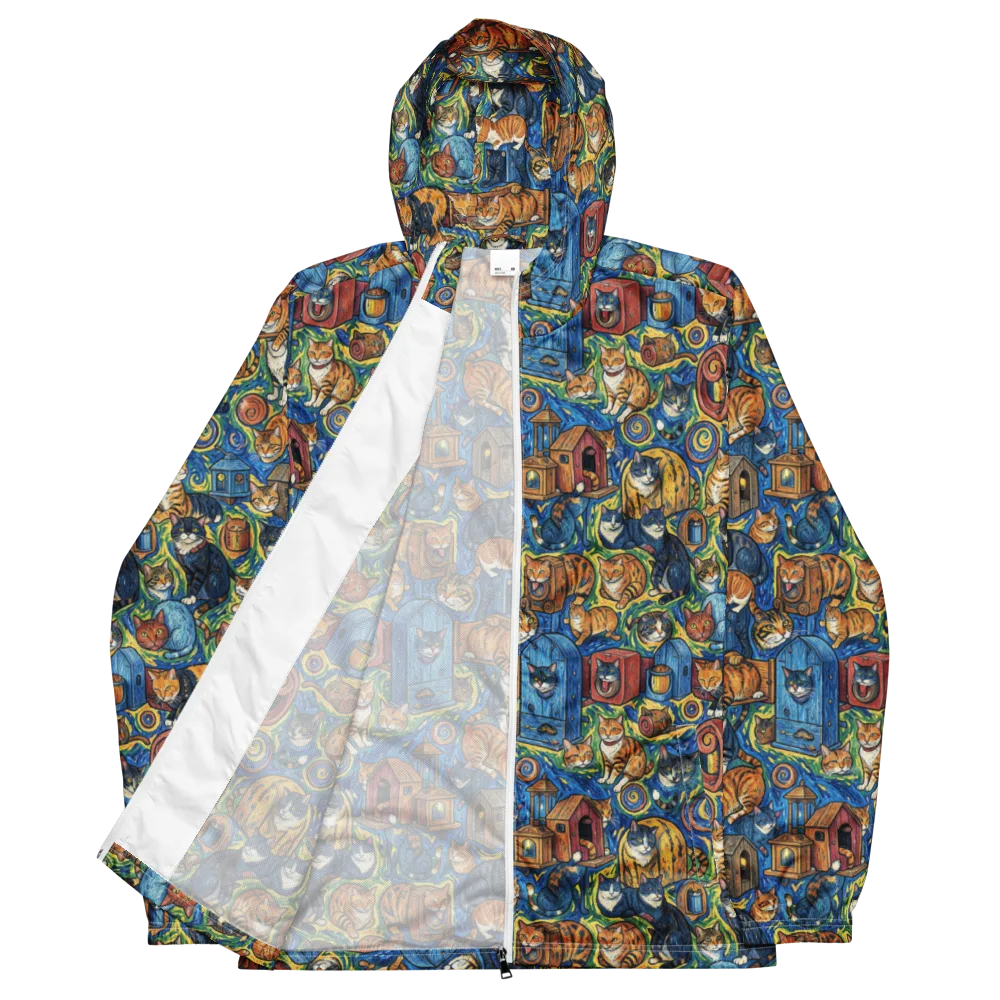 Midnight Meow on Men's Windbreaker — Front
