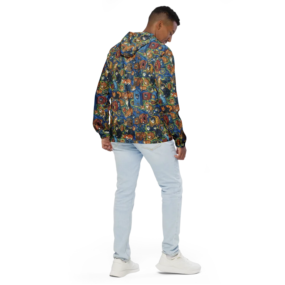 Midnight Meow on Men's Windbreaker — Back