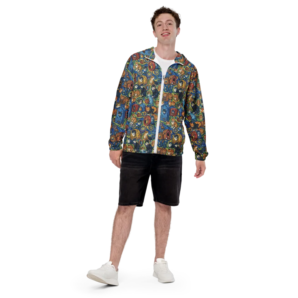 Midnight Meow on Men's Windbreaker — Front