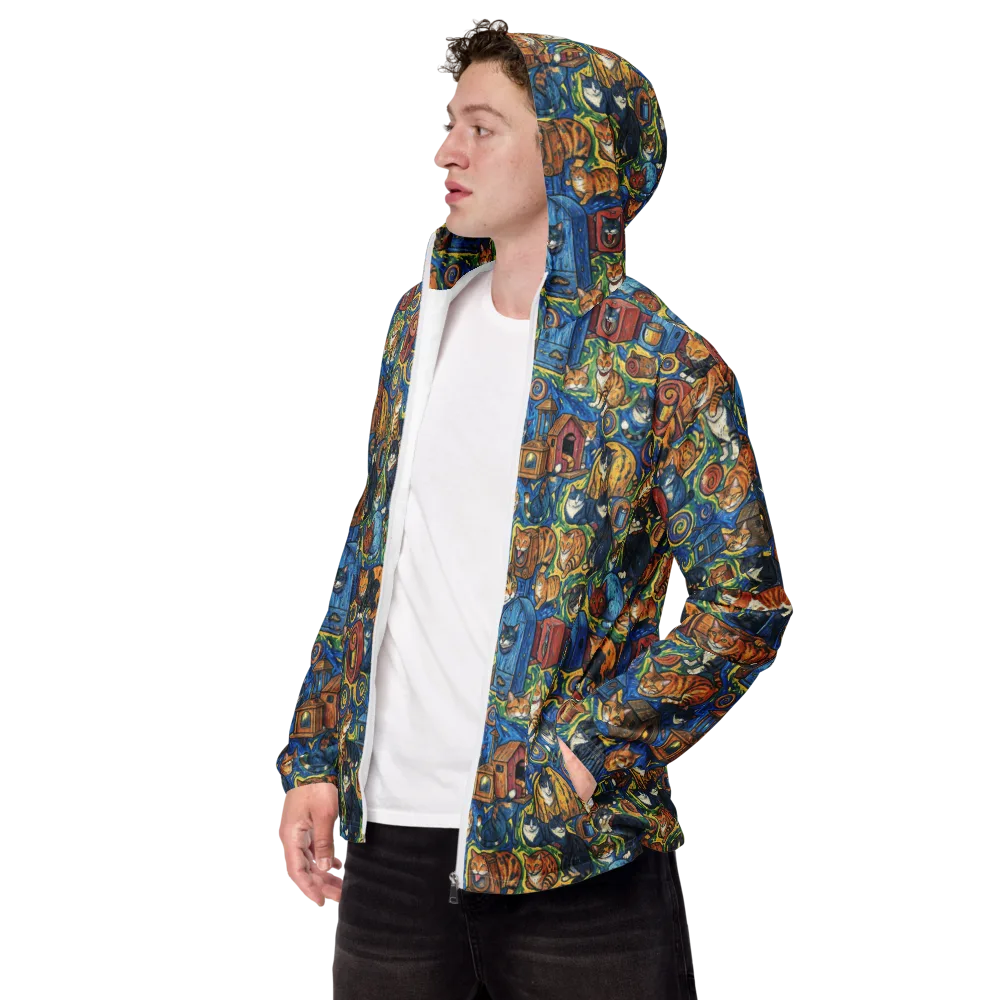 Midnight Meow on Men's Windbreaker — Left Front