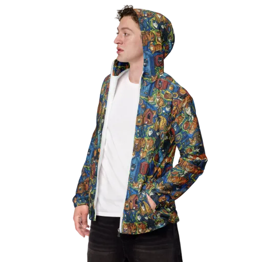 Midnight Meow on a Men's Windbreaker