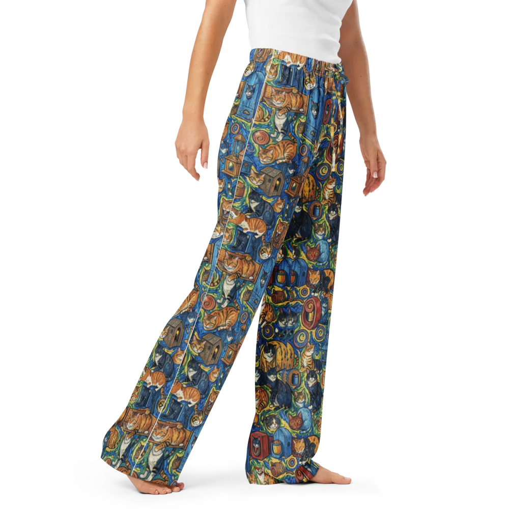 Midnight Meow on Women's Pajama Pants — Right Front