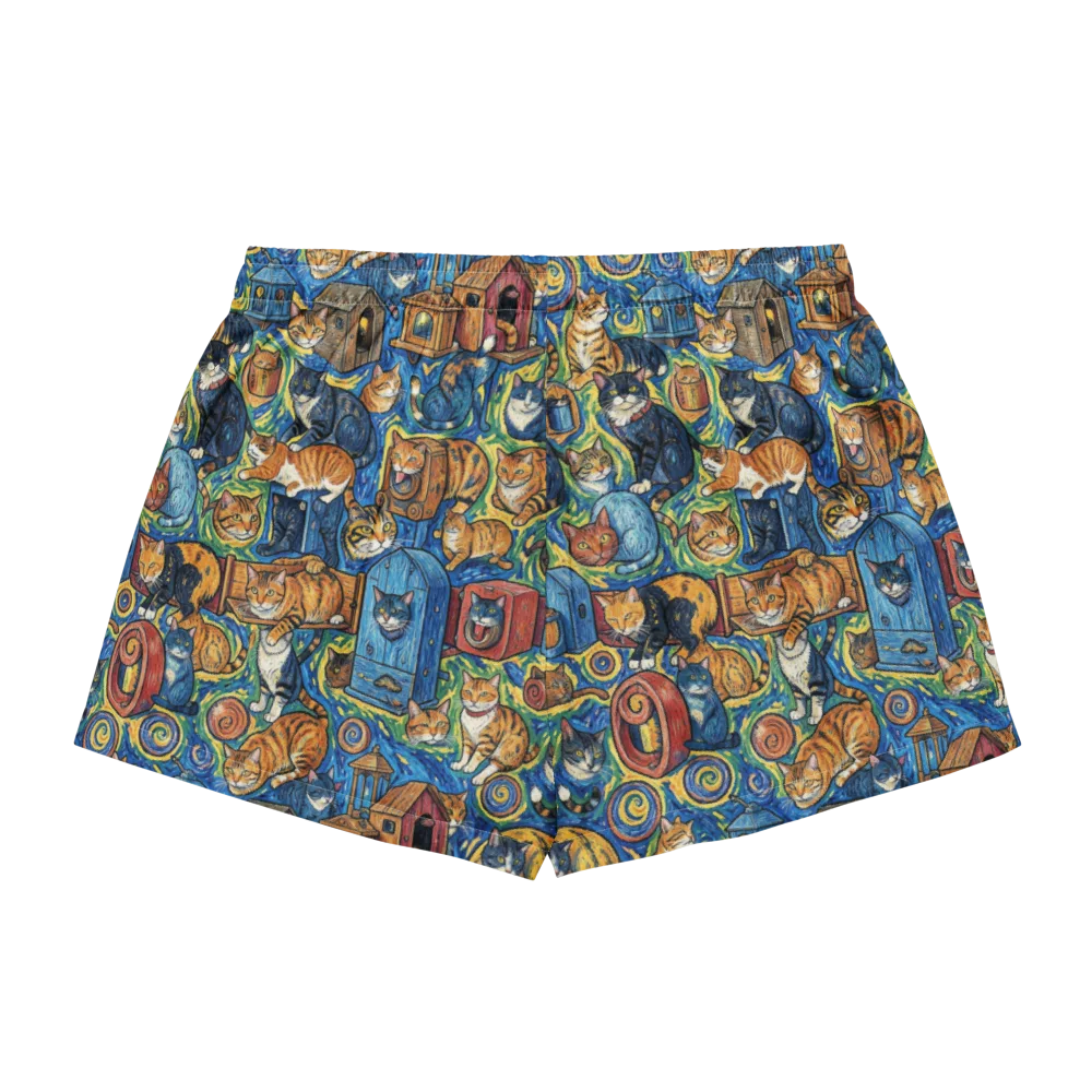 Midnight Meow on Women's Pajama Shorts — Back