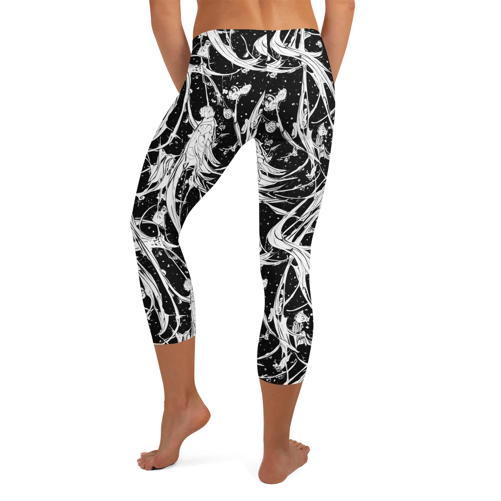 Nocturne Vines on Capri Leggings — Back