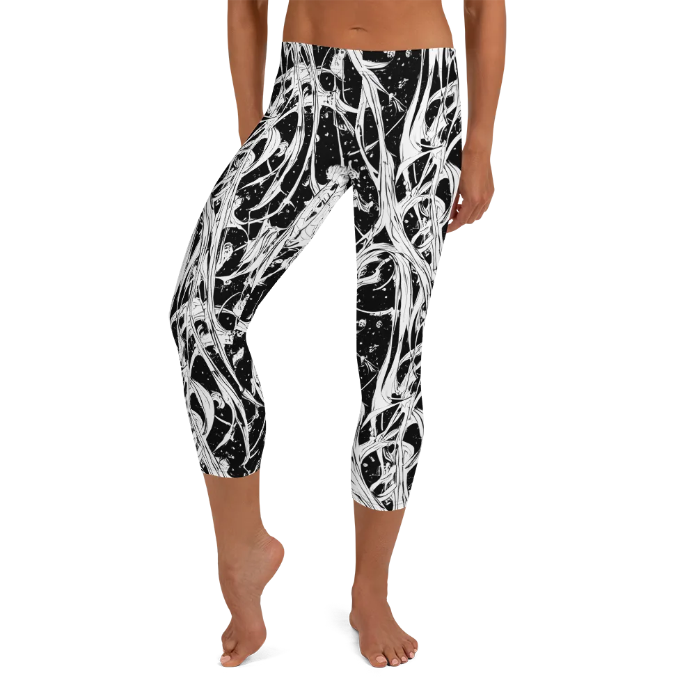 Nocturne Vines on Capri Leggings — Front