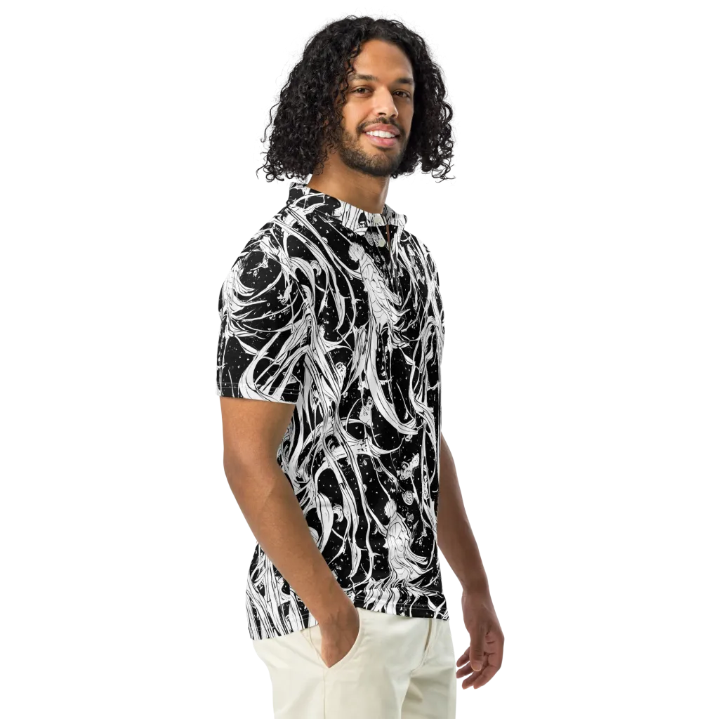 Nocturne Vines on Men's Slim Fit Polo Shirt — Right Front