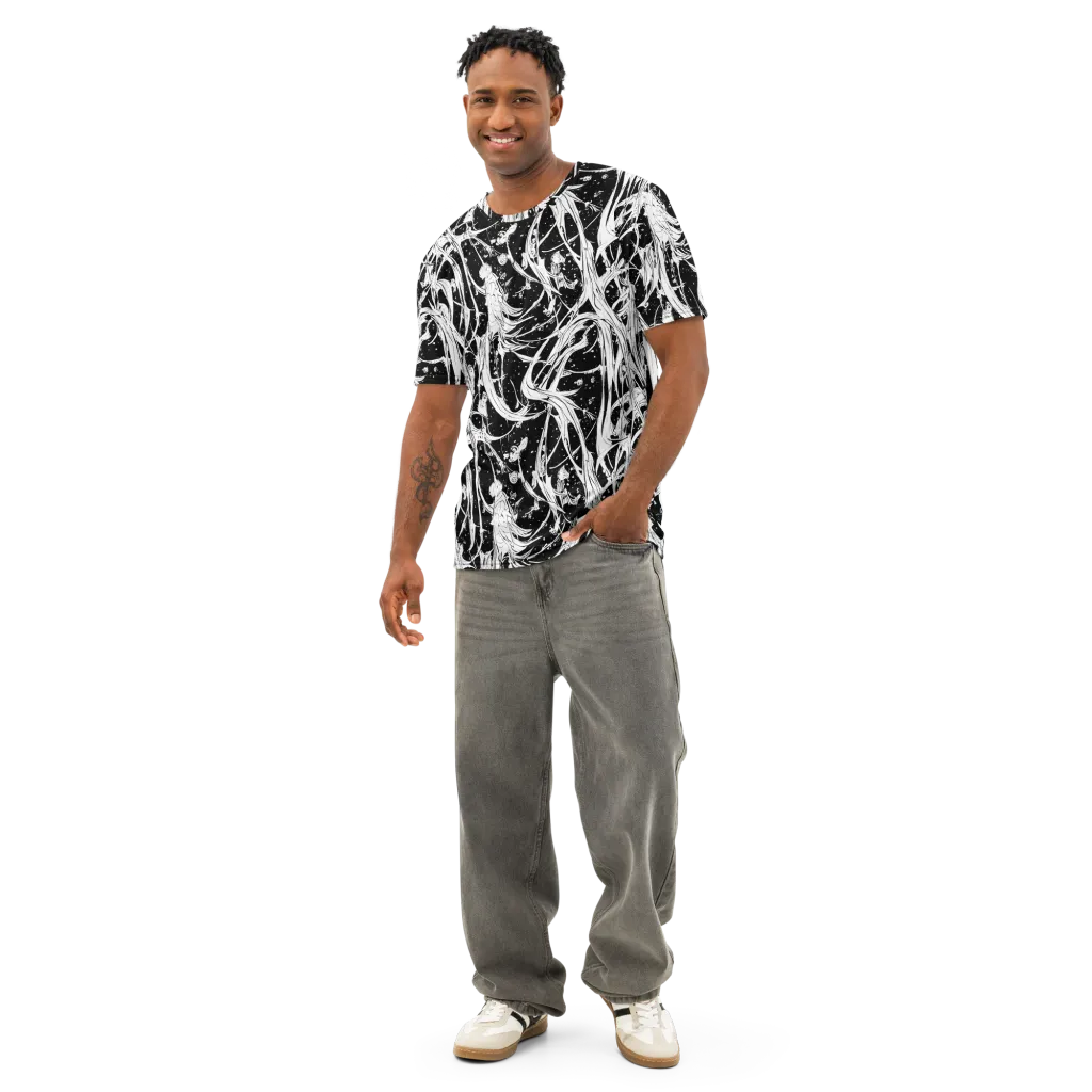 Nocturne Vines on Men's Cotton Crew Neck T-Shirt — Front