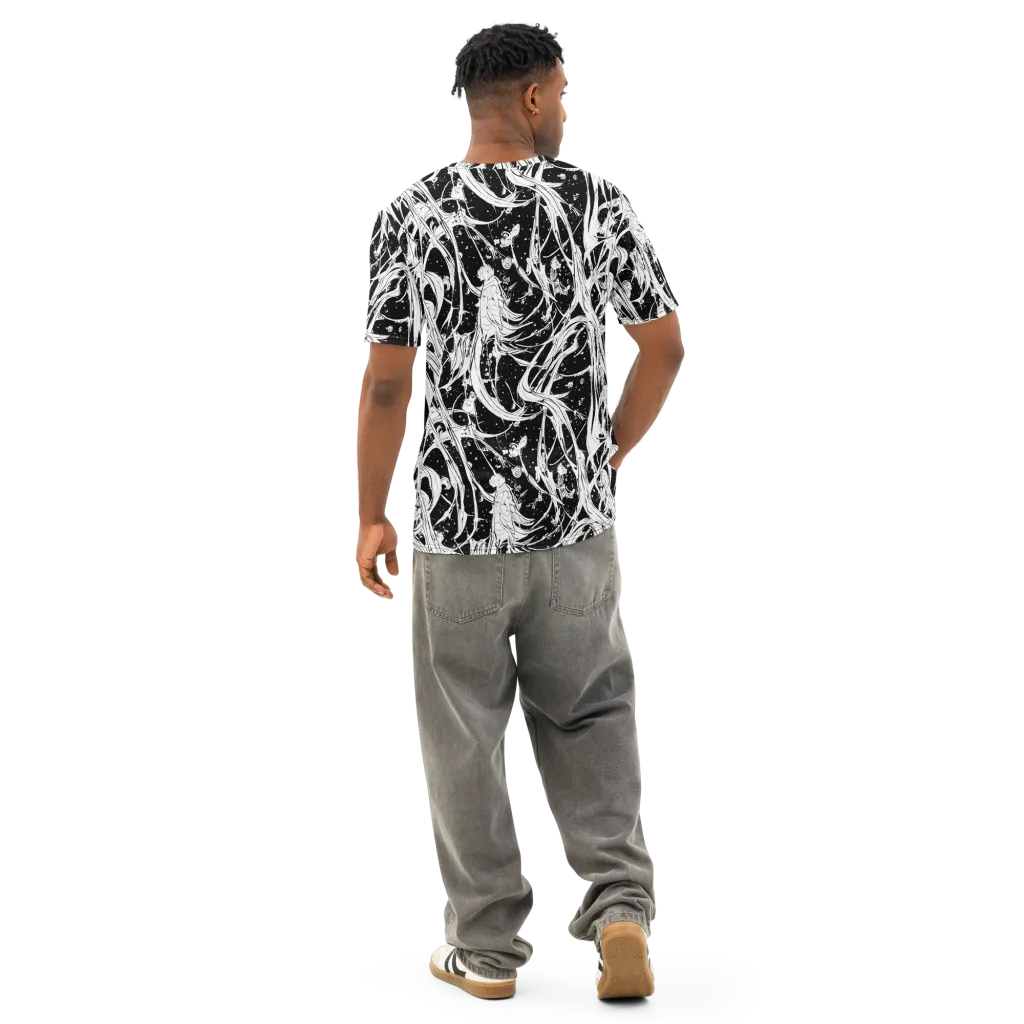 Nocturne Vines on Men's Cotton Crew Neck T-Shirt — Back