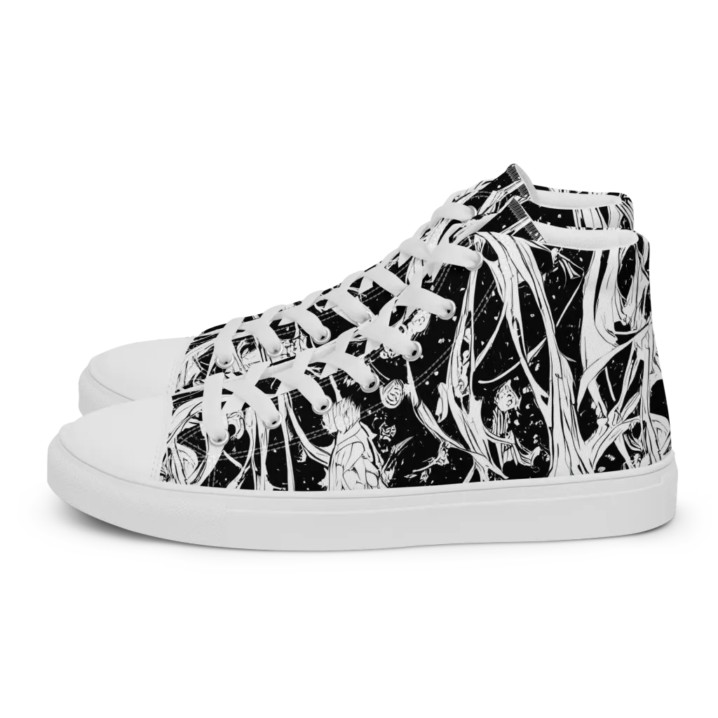 Nocturne Vines on Men's High Top Canvas Shoes — Left