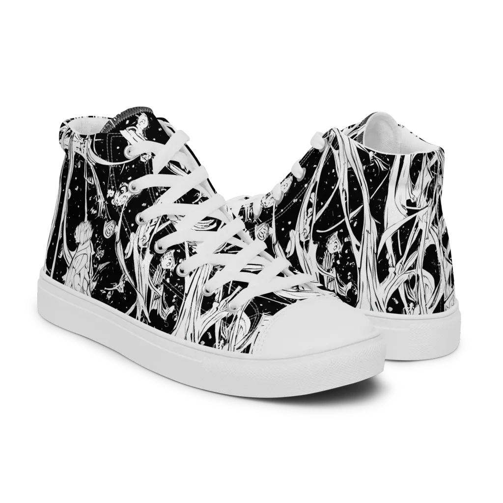 Nocturne Vines on Men's High Top Canvas Shoes — Right