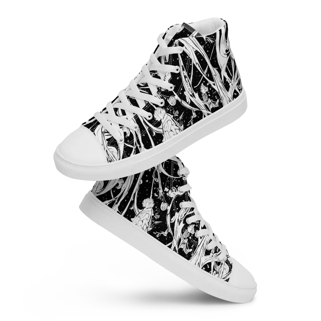 Nocturne Vines on Men's High Top Canvas Shoes — Front