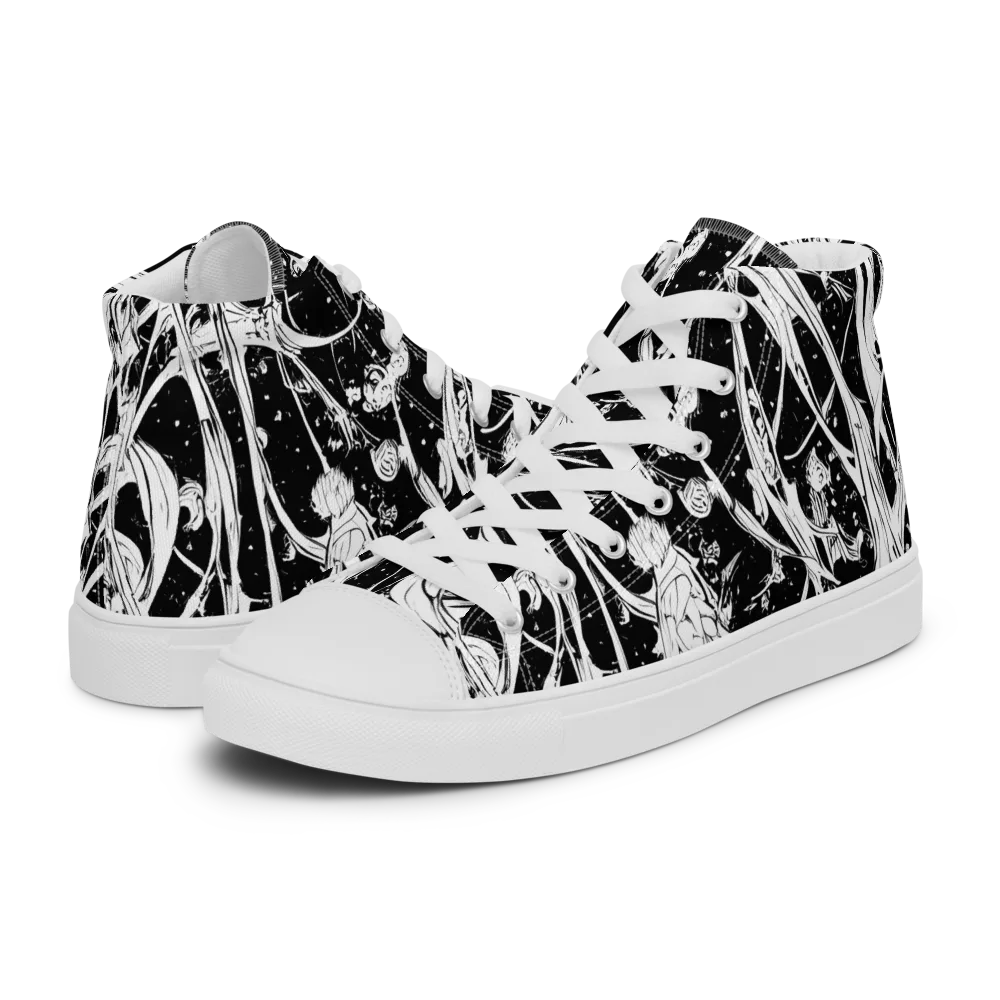 Nocturne Vines on Women's High Top Canvas Shoes — Left