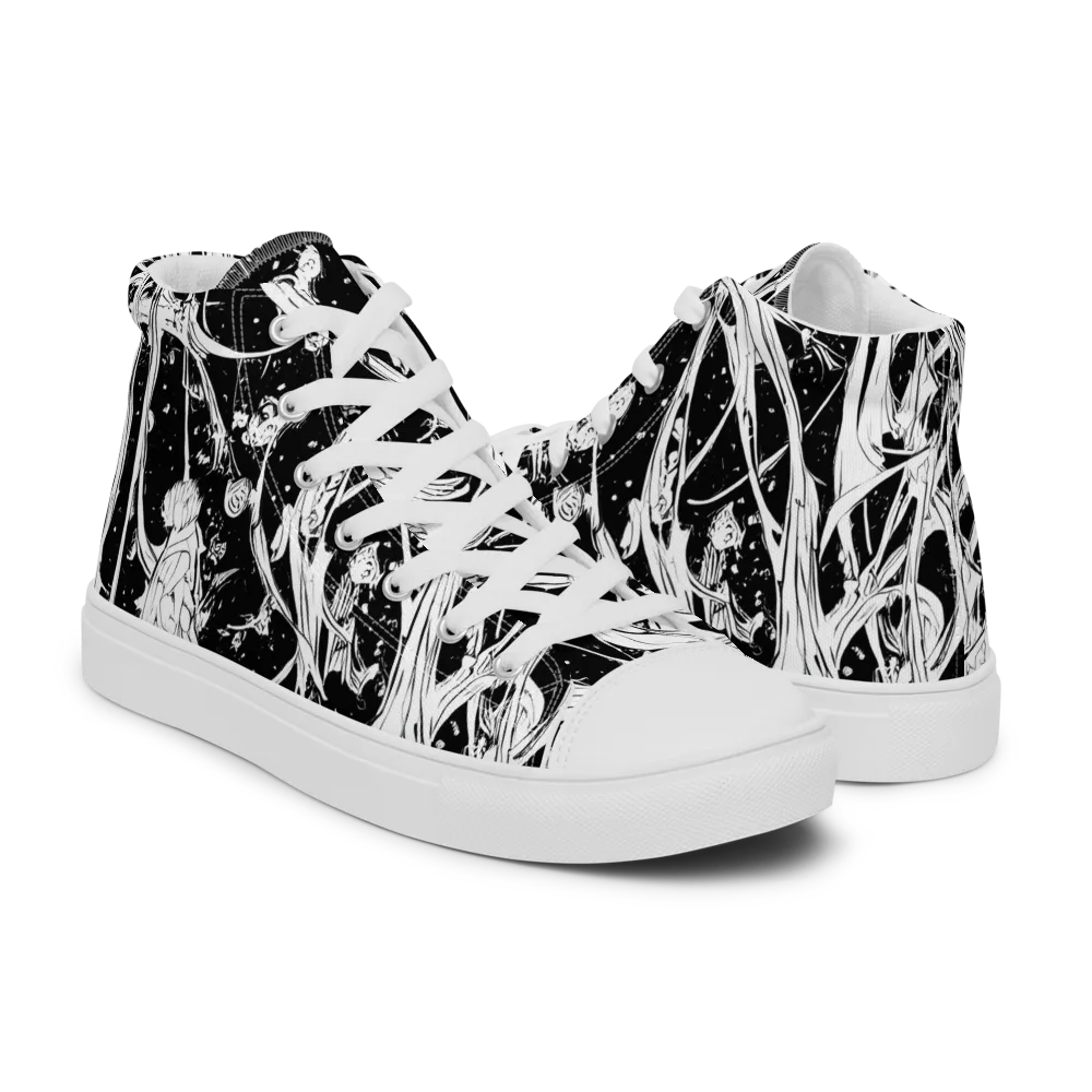 Nocturne Vines on Women's High Top Canvas Shoes — Right