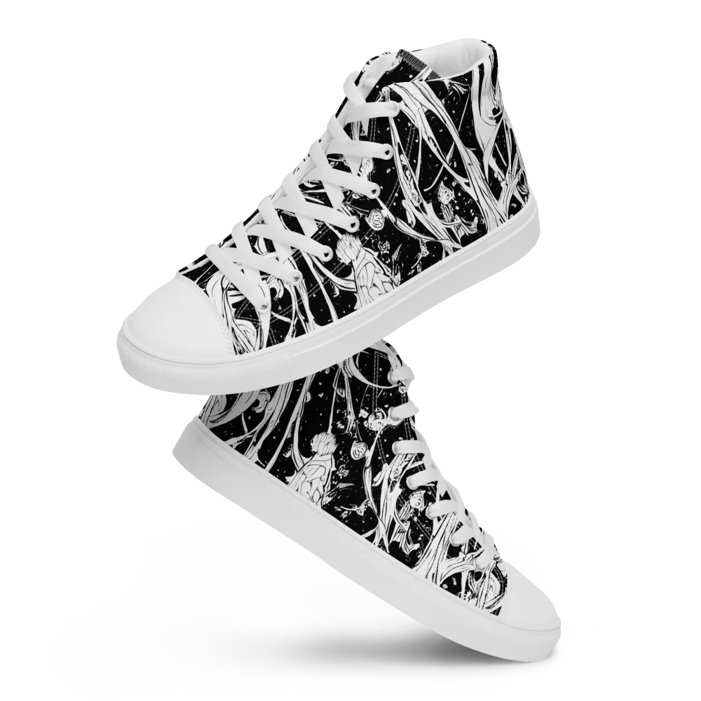 Nocturne Vines on Women's High Top Canvas Shoes — Front