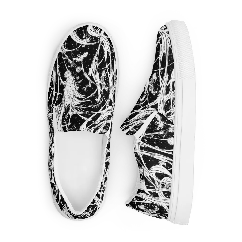 Nocturne Vines on Men's Slip-On Canvas Shoes — Front