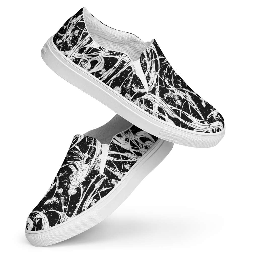 Nocturne Vines on Women's Slip-On Canvas Shoes — Front