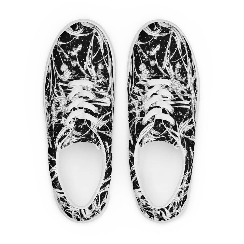 Nocturne Vines on Men's Lace-Up Canvas Shoes — Front
