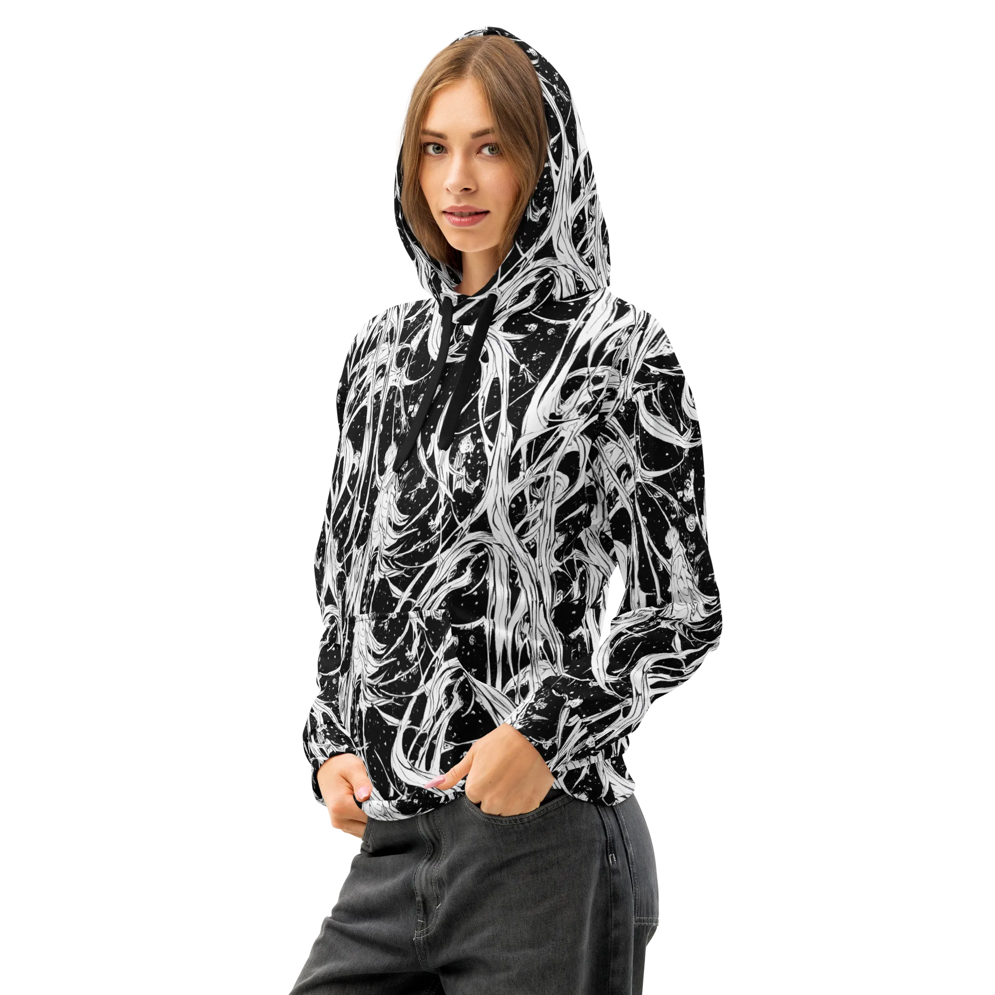Nocturne Vines on Cotton Hoodie — Left Front