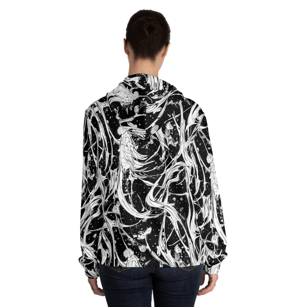 Nocturne Vines on Women's Full-Zip Hoodie — Back On Person