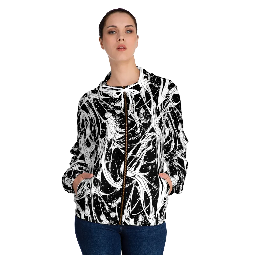 Nocturne Vines on Women's Full-Zip Hoodie — Front On Person