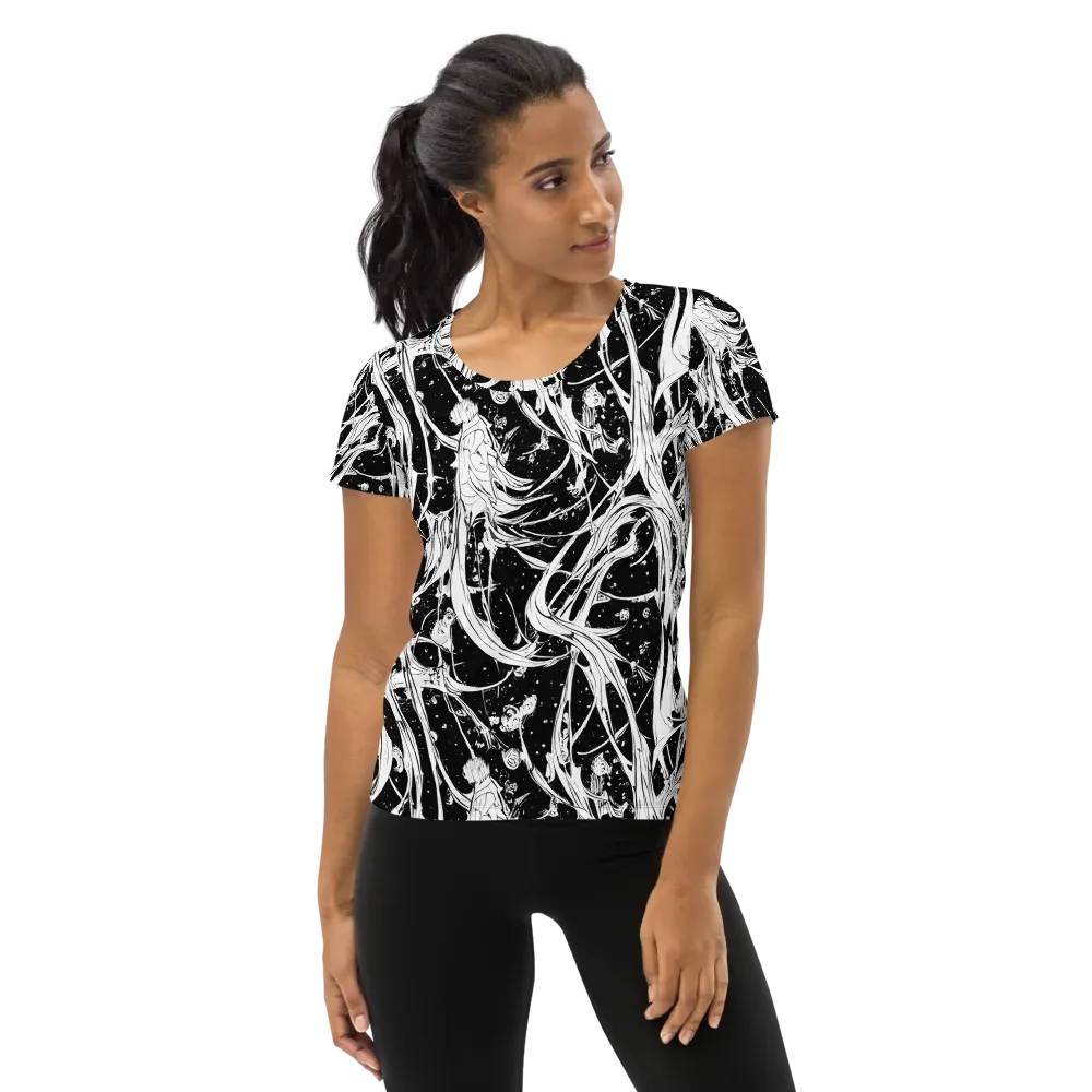 Nocturne Vines on Women's Athletic T-Shirt — Front