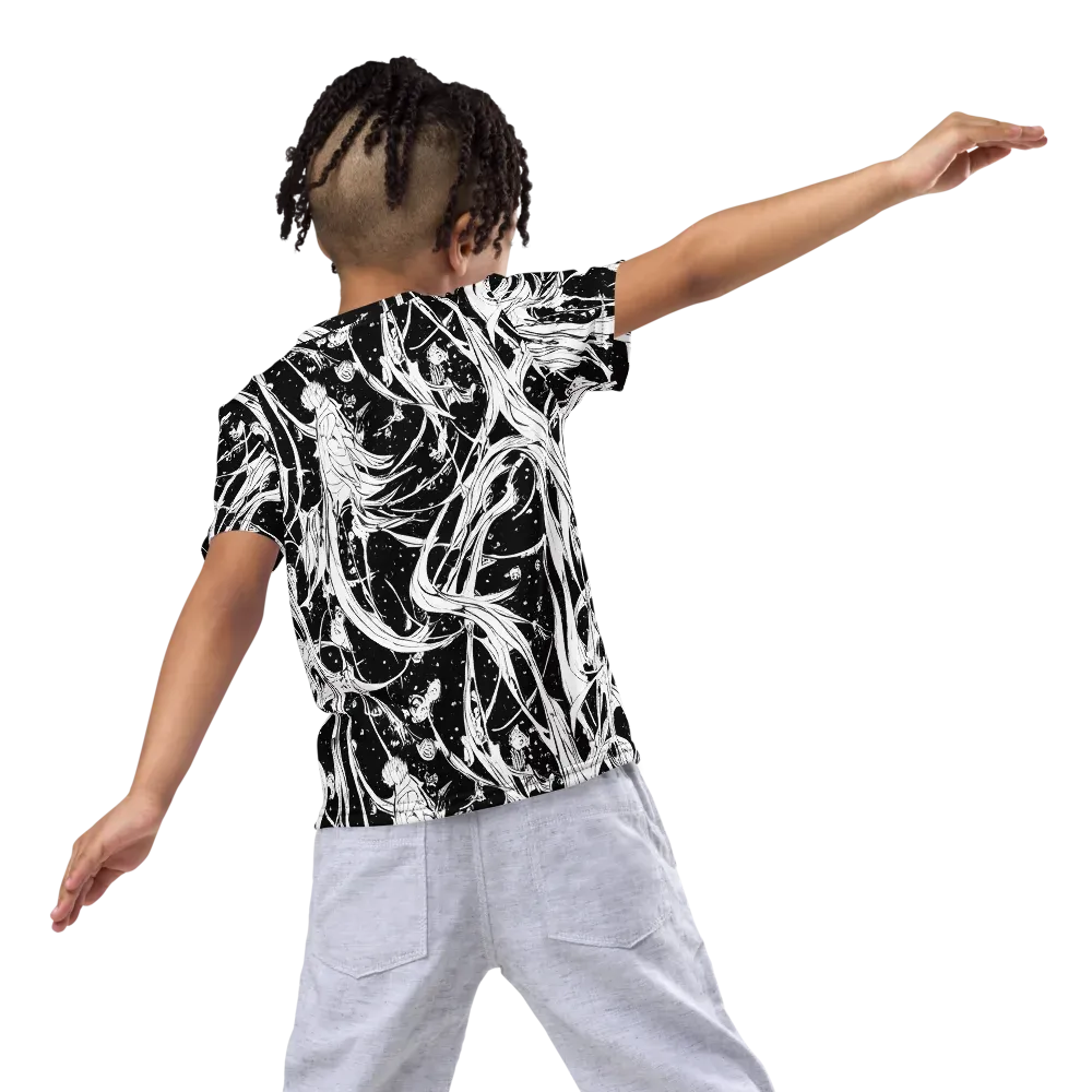 Nocturne Vines on Kids Crew Neck T-Shirt — Back