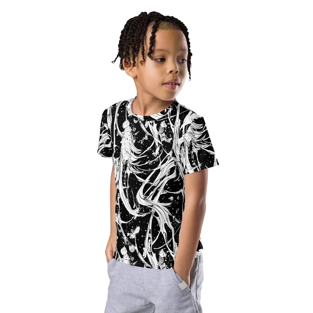 Nocturne Vines on Kids Crew Neck T-Shirt — Left Front