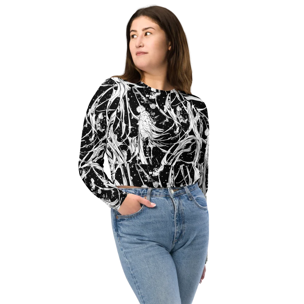 Nocturne Vines on Long Sleeve Crop Top — Front