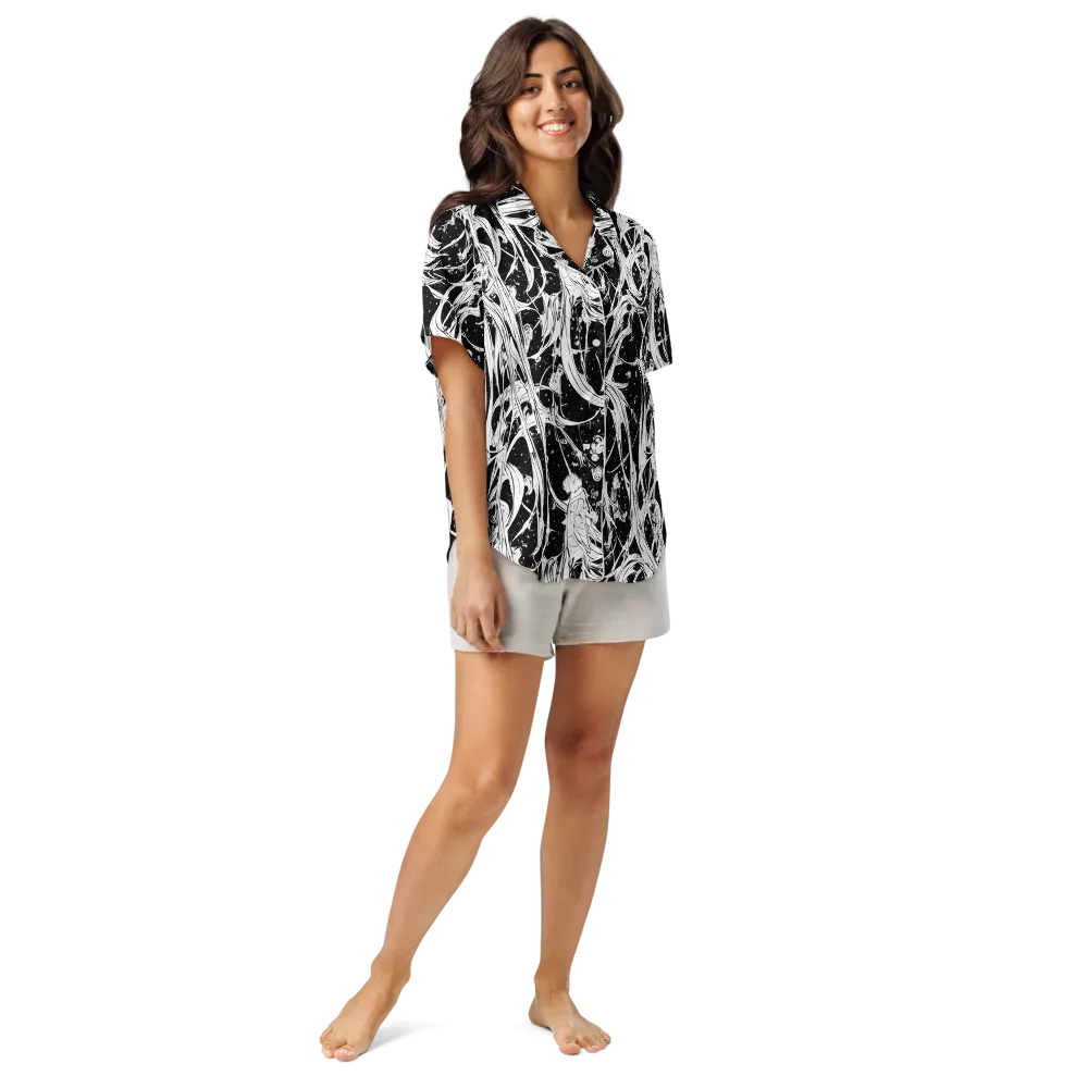 Nocturne Vines on Women's Short Sleeve Pajama Top — Front