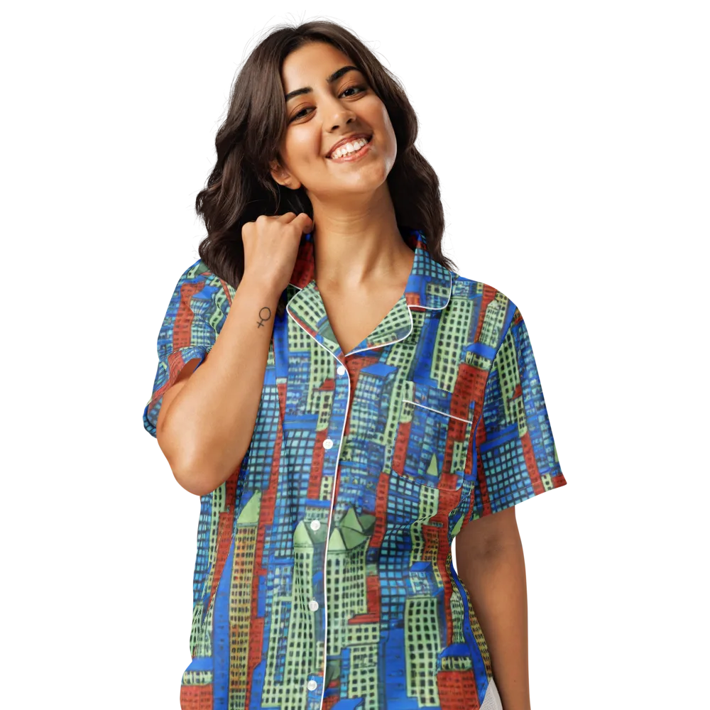 Vermilion Heights on Women's Short Sleeve Pajama Top — Front