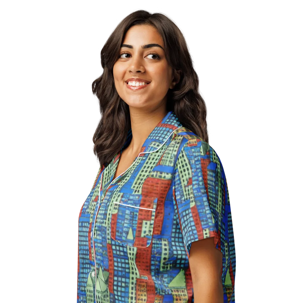 Vermilion Heights on Women's Short Sleeve Pajama Top — Left Front