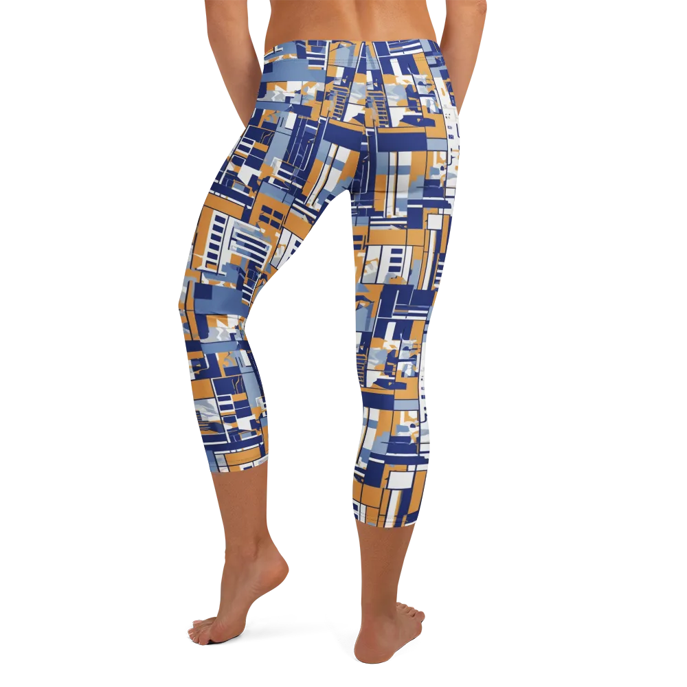 Blueprint Mosaic on Capri Leggings — Back