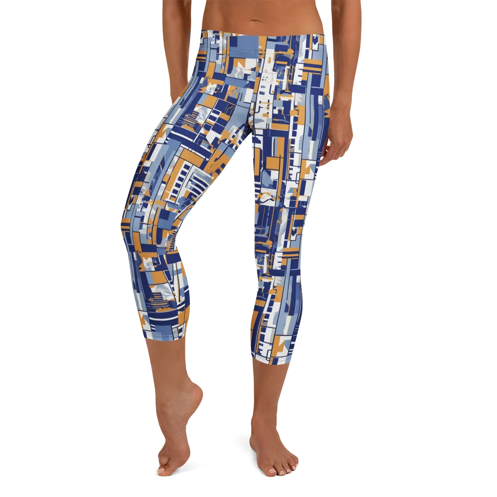 Blueprint Mosaic on Capri Leggings — Front
