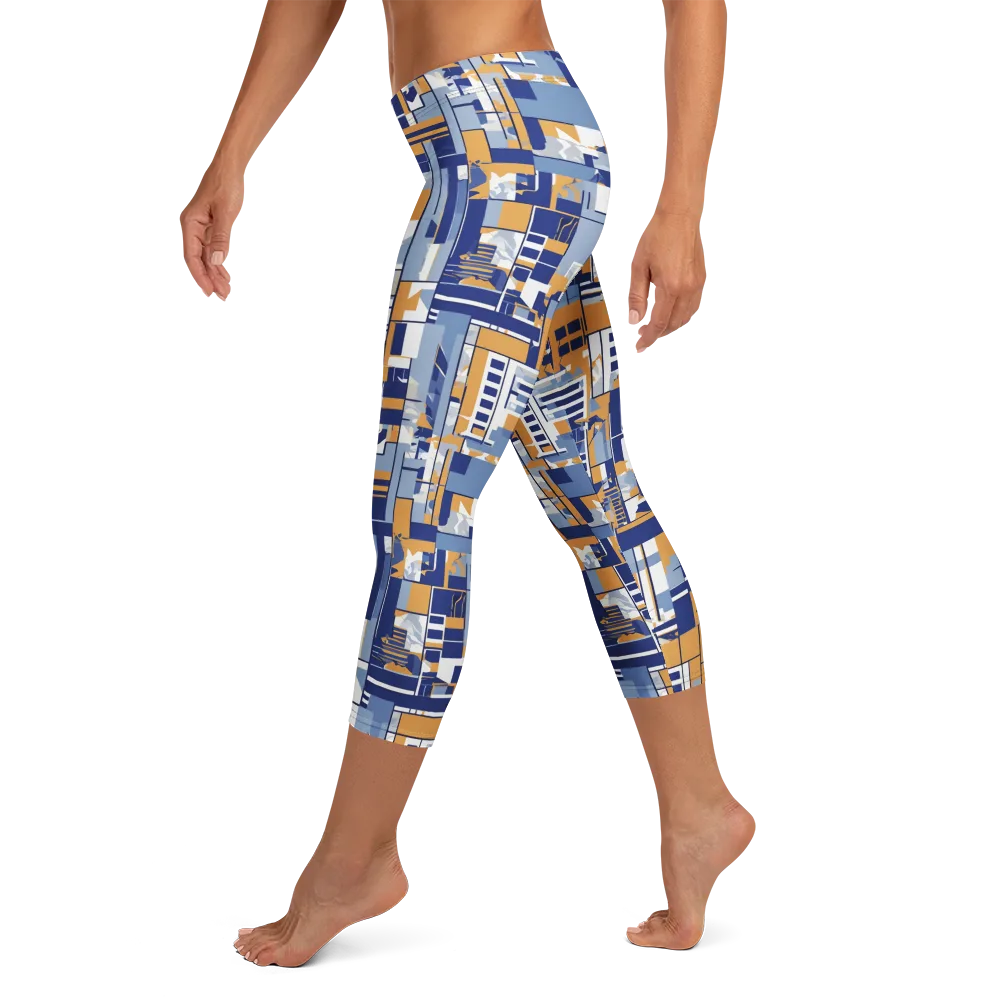 Blueprint Mosaic on Capri Leggings — Left