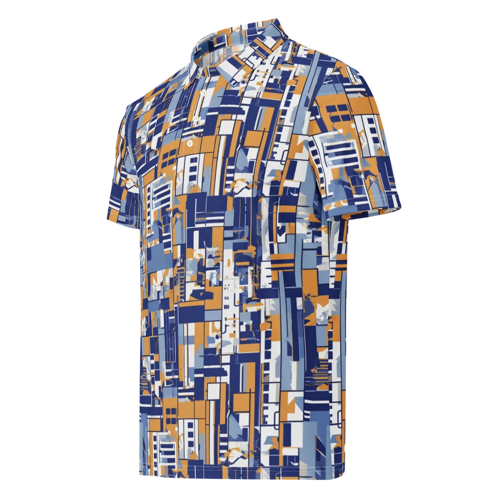 Blueprint Mosaic on Men's Slim Fit Polo Shirt — Left Front