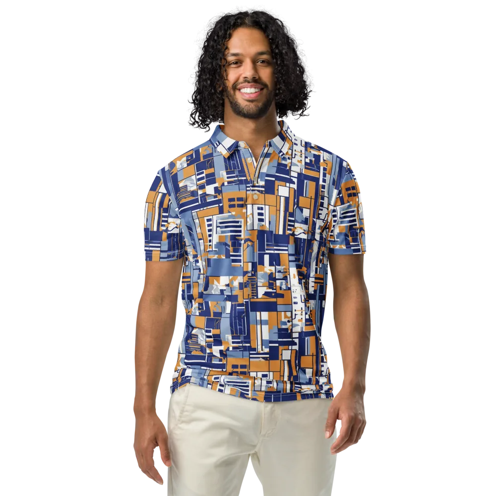 Blueprint Mosaic on Men's Slim Fit Polo Shirt — Front