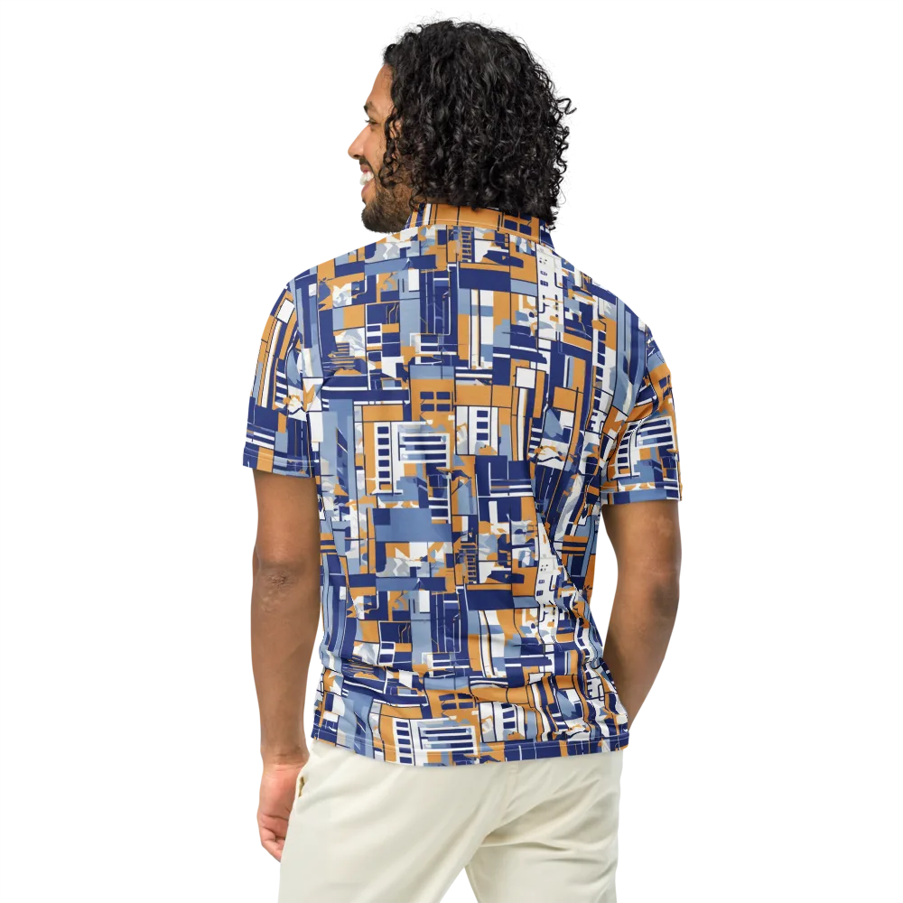 Blueprint Mosaic on Men's Slim Fit Polo Shirt — Back